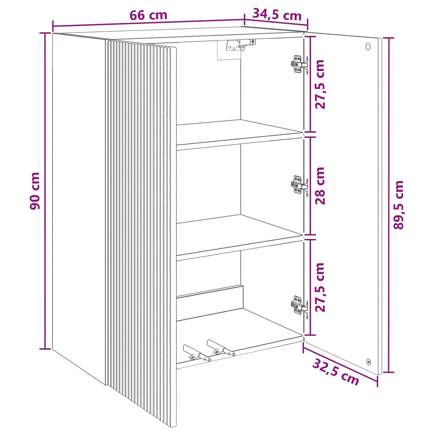 Wall-Mounted Cabinet 66 x 34.5 x 90 cm Engineered Wood Old Wood