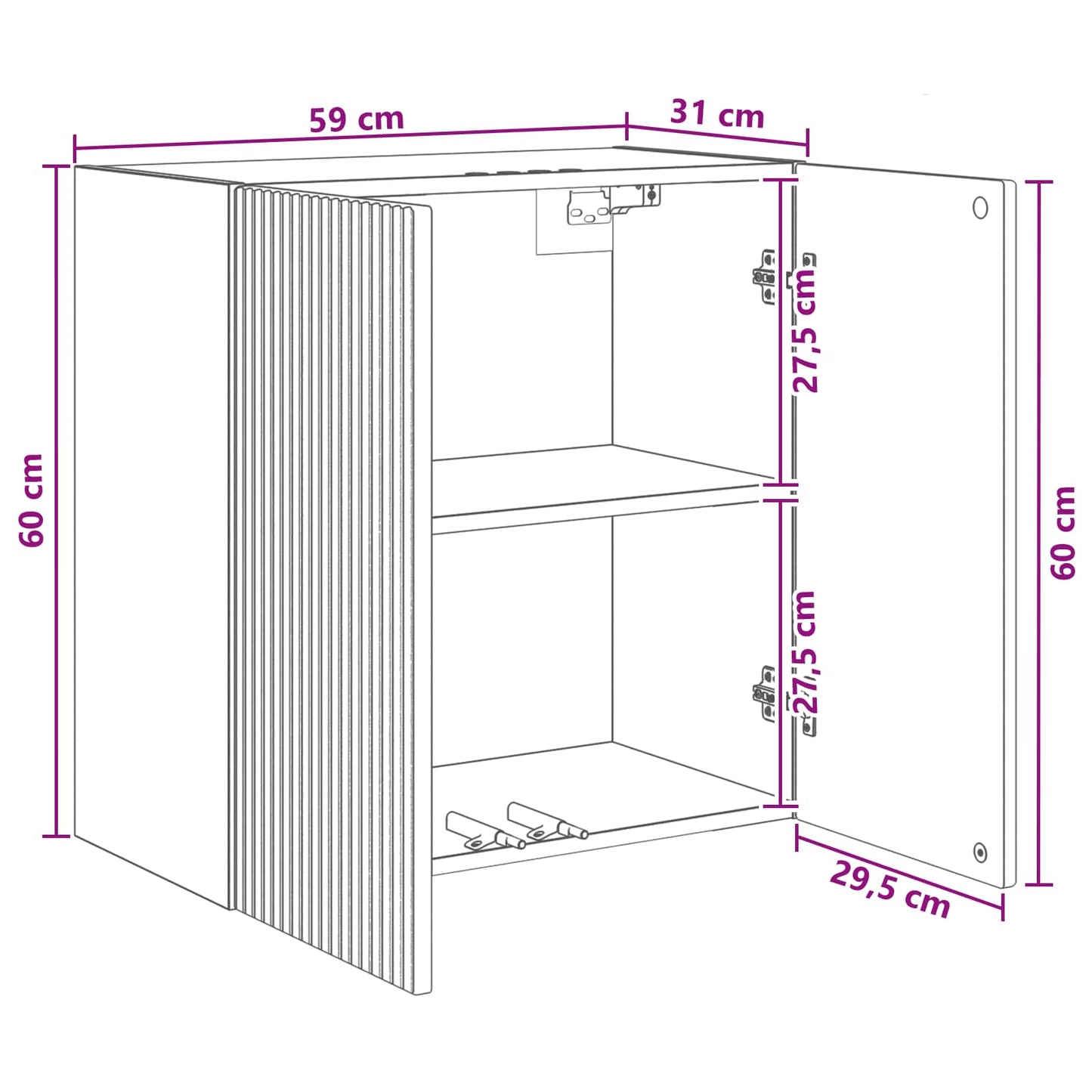Wall-Mounted Cabinet 59 x 31 x 60 cm Engineered Wood White