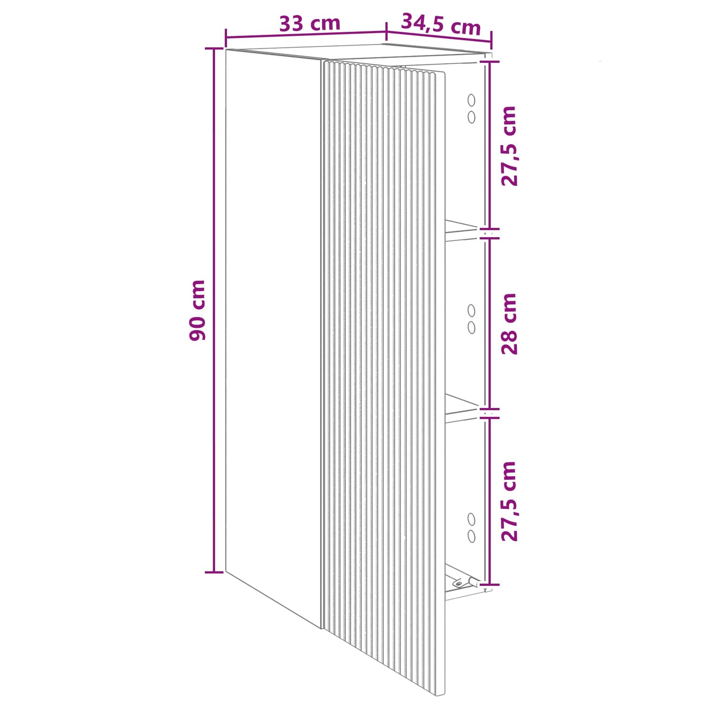 Wall-Mounted Cabinet 33 x 34.5 x 90 cm Engineered Wood Old Wood