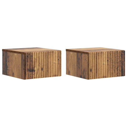 Wall-Mounted Bedside Cabinet 2 pcs Old Wood 33 x 34.5 x 20 cm