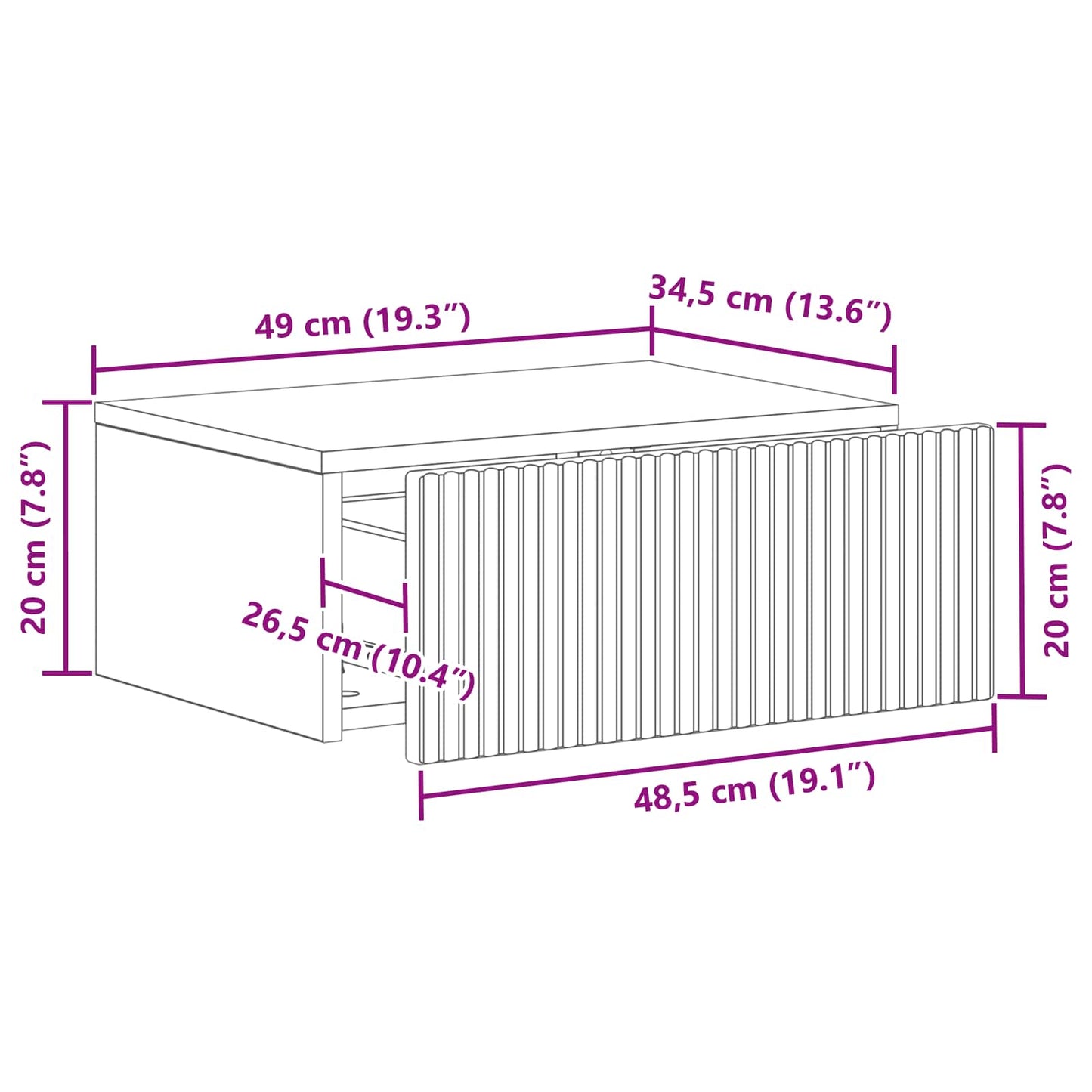 Wall-Mounted Bedside Cabinet 2 pcs White 49 x 34.5 x 20 cm