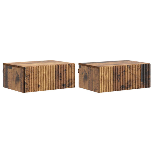 Wall-Mounted Bedside Cabinet 2 pcs Old Wood 49 x 34.5 x 20 cm
