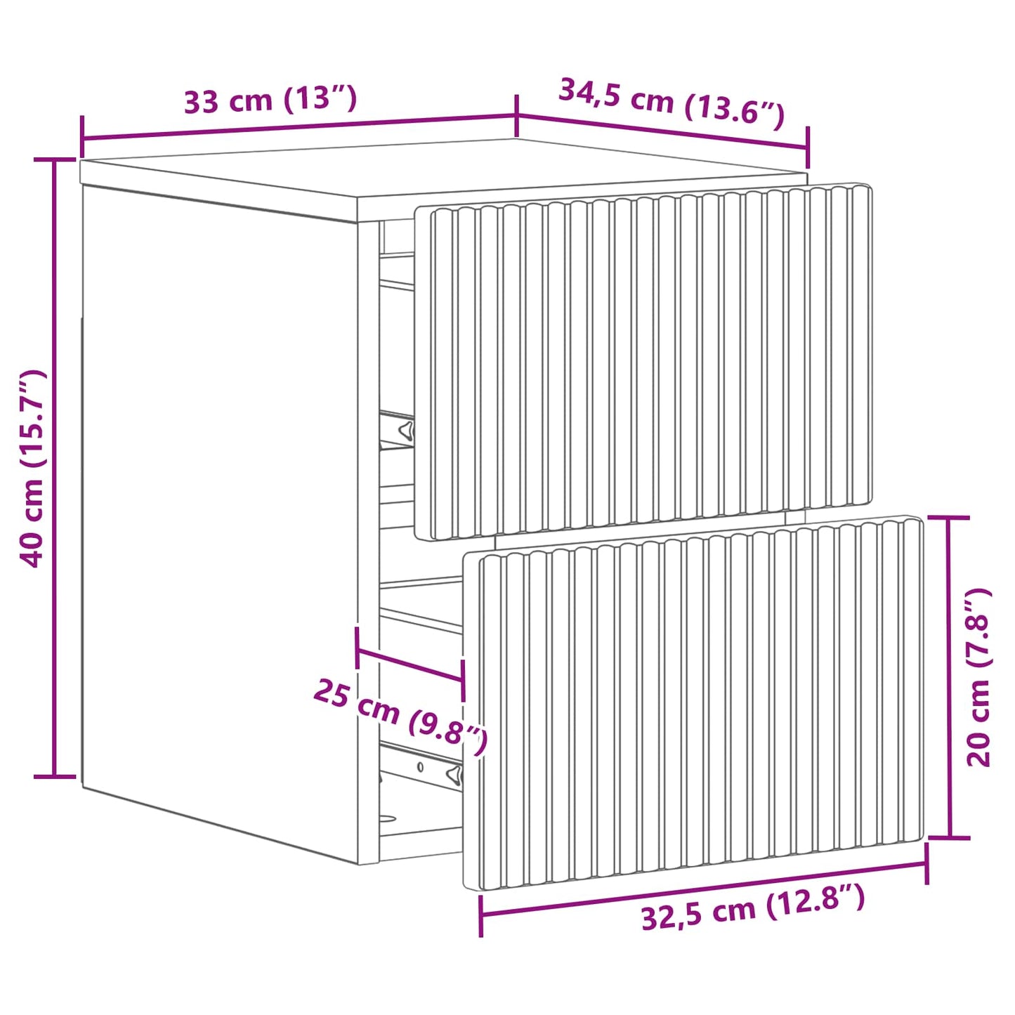 Wall-Mounted Bedside Cabinet Grey Sonoma 33 x 34.5 x 40 cm