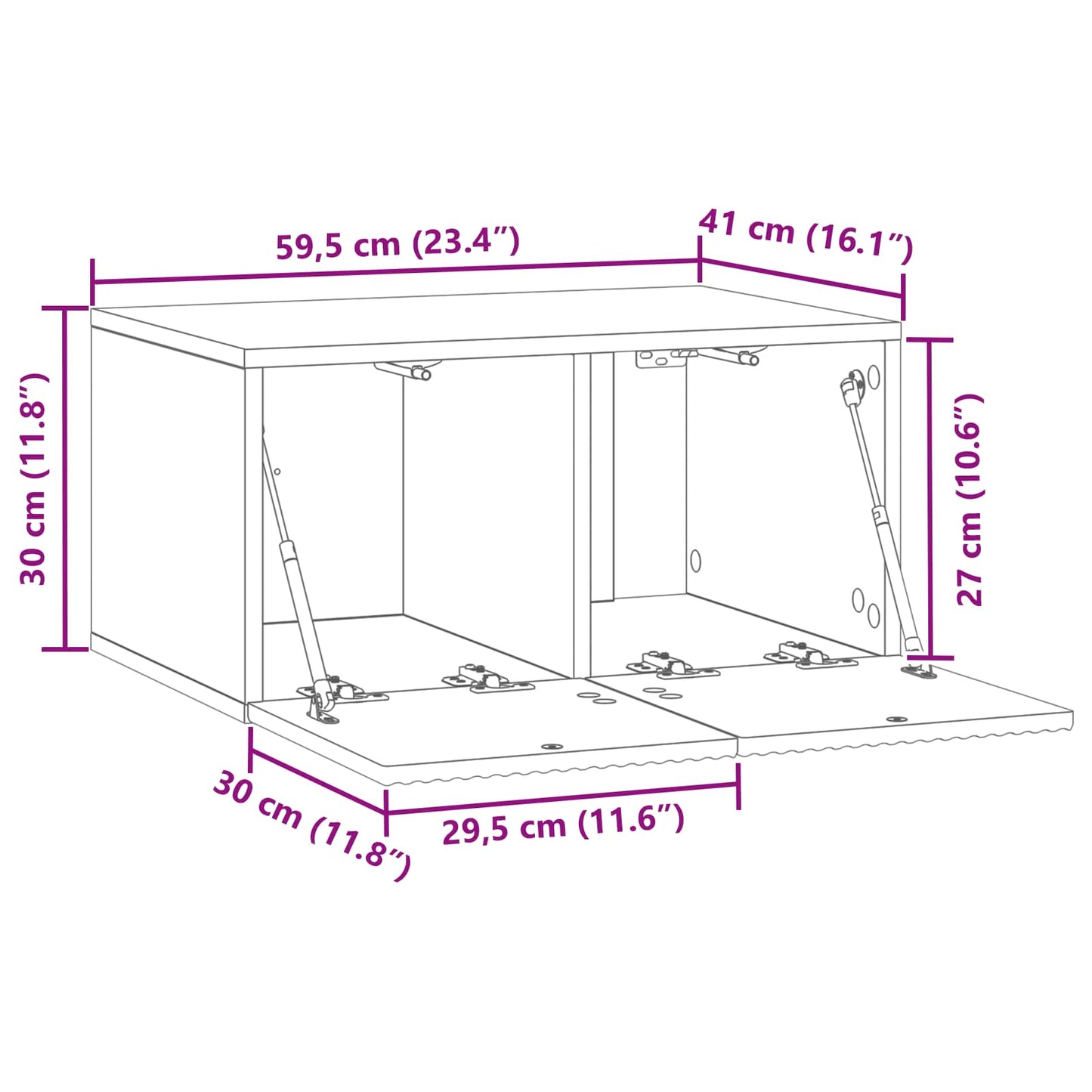Wall-Mounted TV Cabinet 59.5 x 41 x 30 cm Artisan Oak