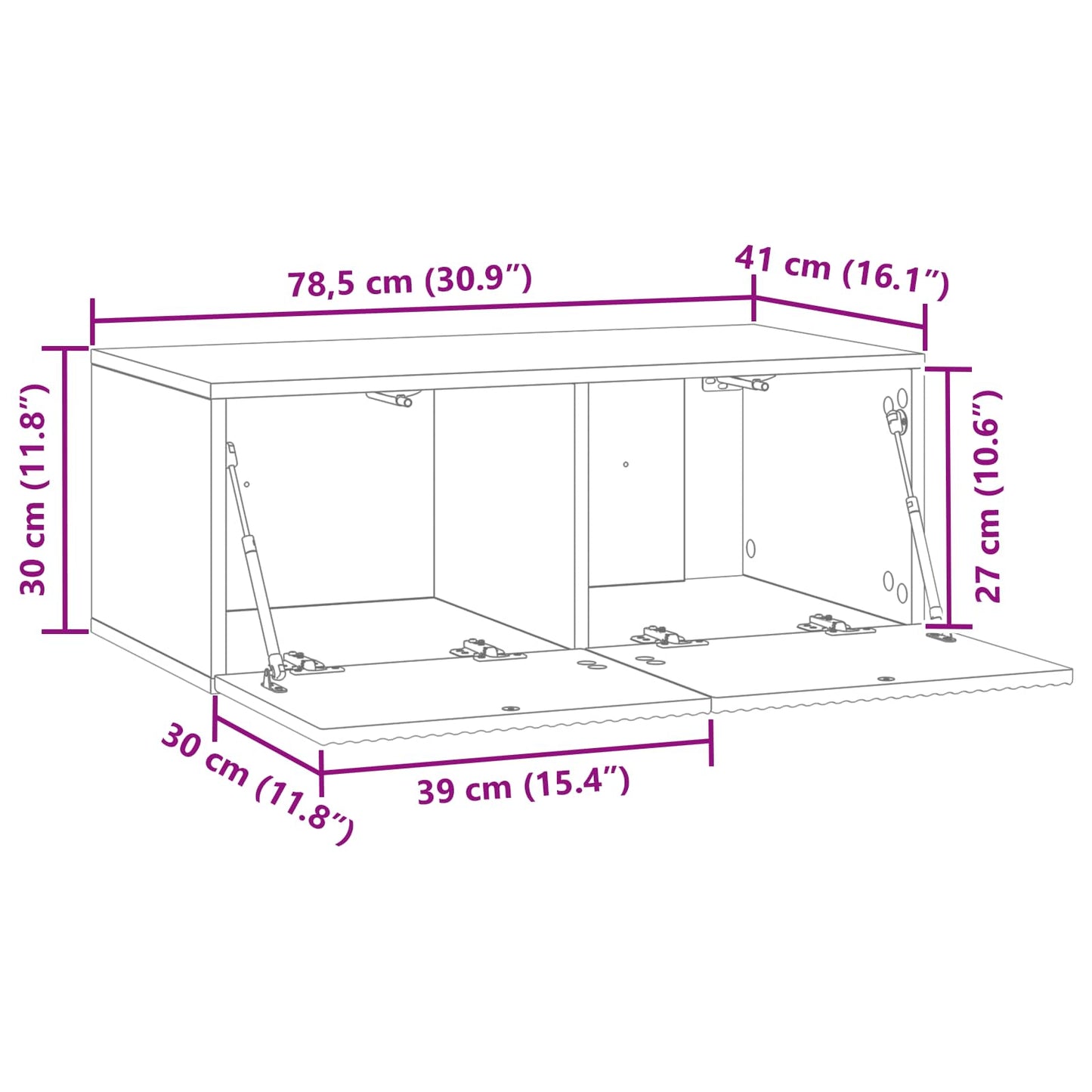 Wall-Mounted TV Cabinet 78.5 x 41 x 30 cm Artisan Oak
