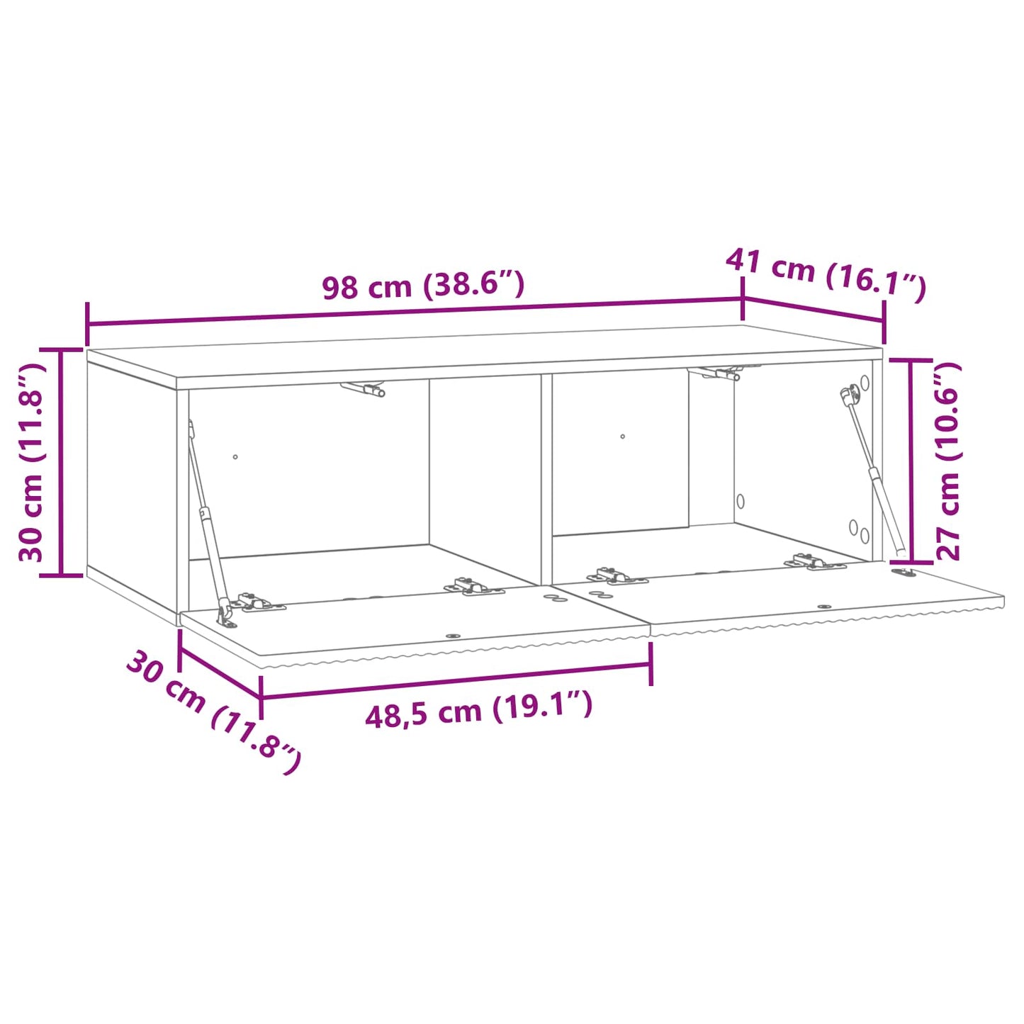 Wall-Mounted TV Cabinet White 98 x 41 x 30 cm Engineered Wood