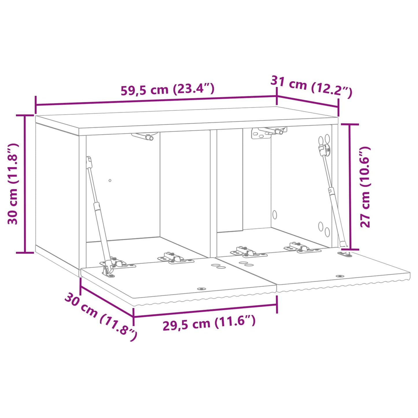 Wall-Mounted TV Cabinet 59.5 x 31 x 30 cm Sonoma Oak