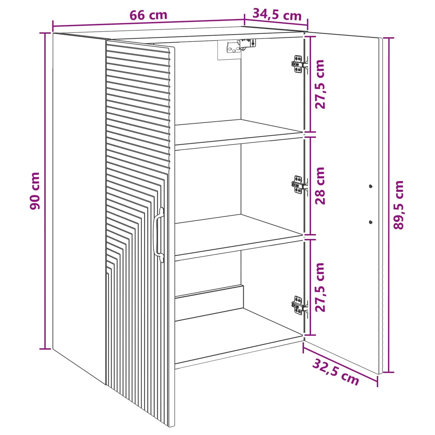 Wall-Mounted Cabinet High Gloss White 66 x 34.5 x 90 cm