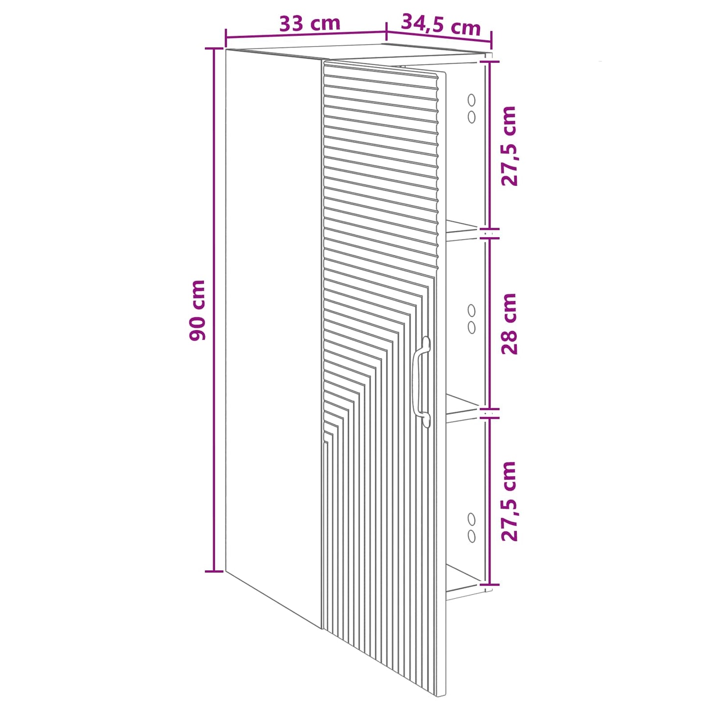 Wall-Mounted Cabinet 33 x 34.5 x 90 cm Engineered Wood