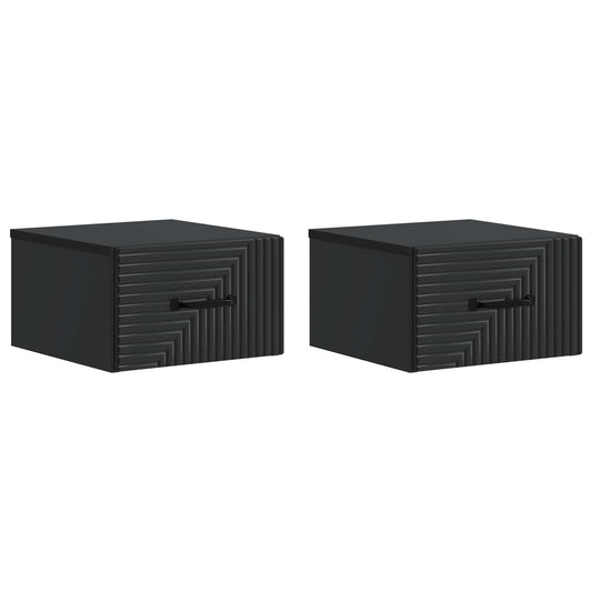 Wall-Mounted Bedside Cabinet 2 pcs Black 34.5 x 33 x 20 cm