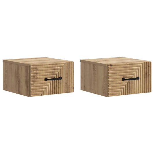 Wall-Mounted Bedside Cabinet 2 pcs Artisan Oak