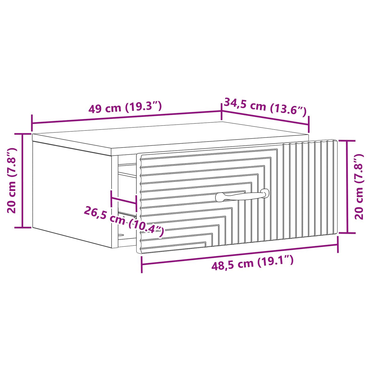 Wall-Mounted Bedside Cabinet White 49 x 34.5 x 20 cm