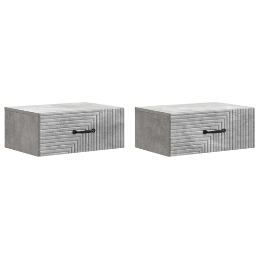 Wall-Mounted Bedside Cabinet 2 pcs Concrete Grey