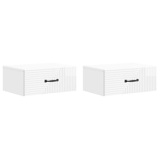 Wall-Mounted Bedside Cabinet 2 pcs High Gloss White