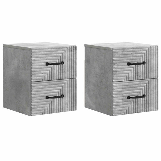 Wall-Mounted Bedside Cabinet 2 pcs Concrete Grey