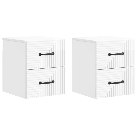 Wall-Mounted Bedside Cabinet 2 pcs High Gloss White