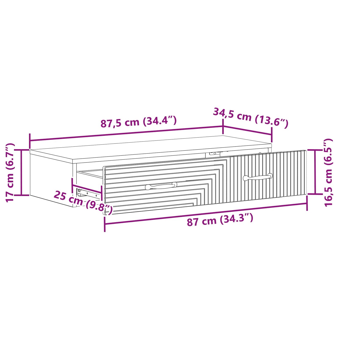 Wall-Mounted Side Table 87.5 x 34.5 x 17 cm Engineered Wood