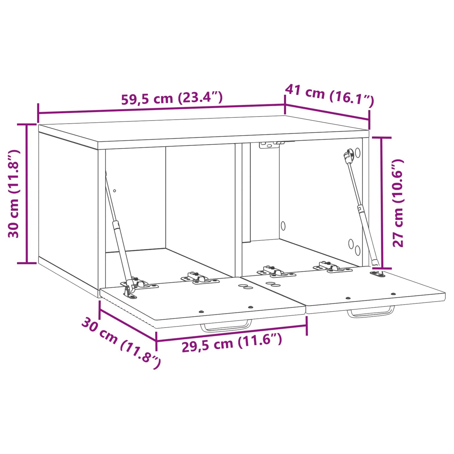 Wall-Mounted TV Cabinet High Gloss White 59.5 x 41 x 30 cm