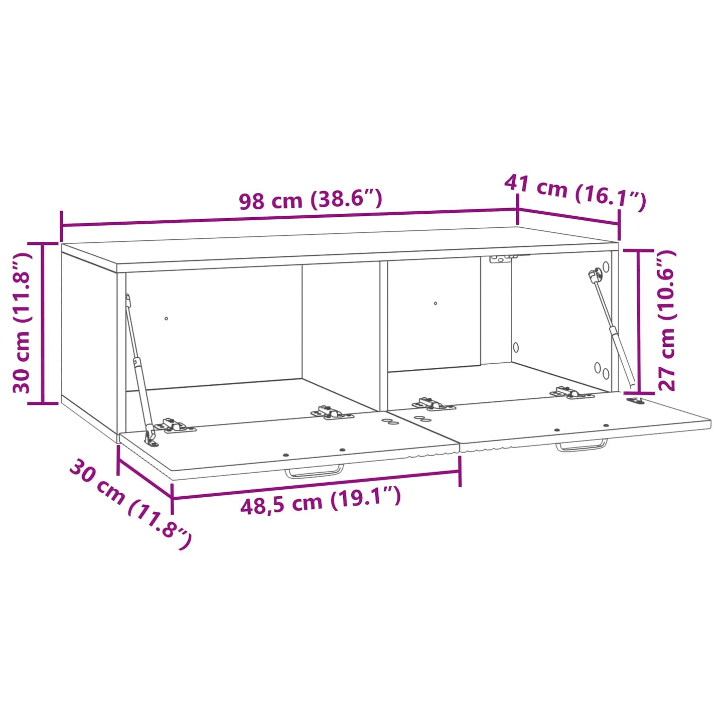 Wall-Mounted TV Cabinet Black 98 x 41 x 30 cm Engineered Wood