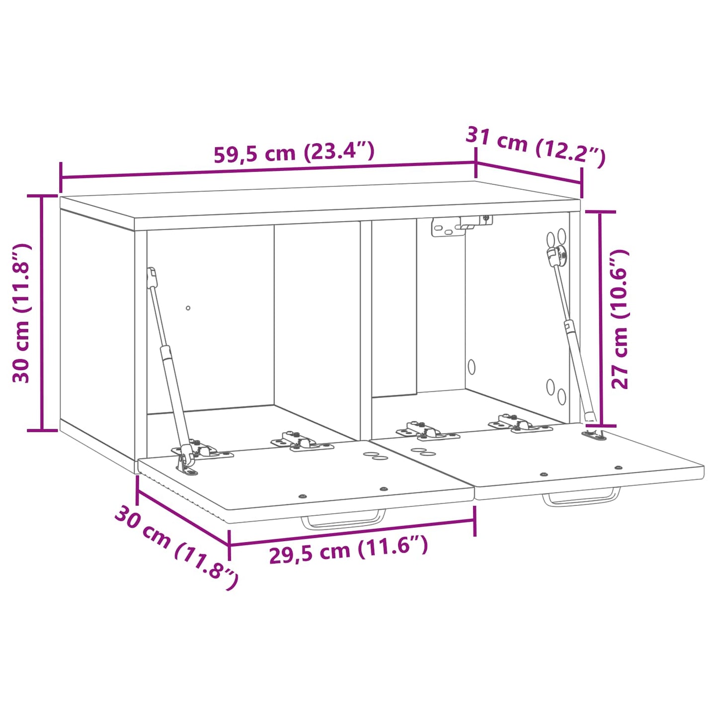 Wall-Mounted TV Cabinet Concrete Grey 59.5 x 31 x 30 cm