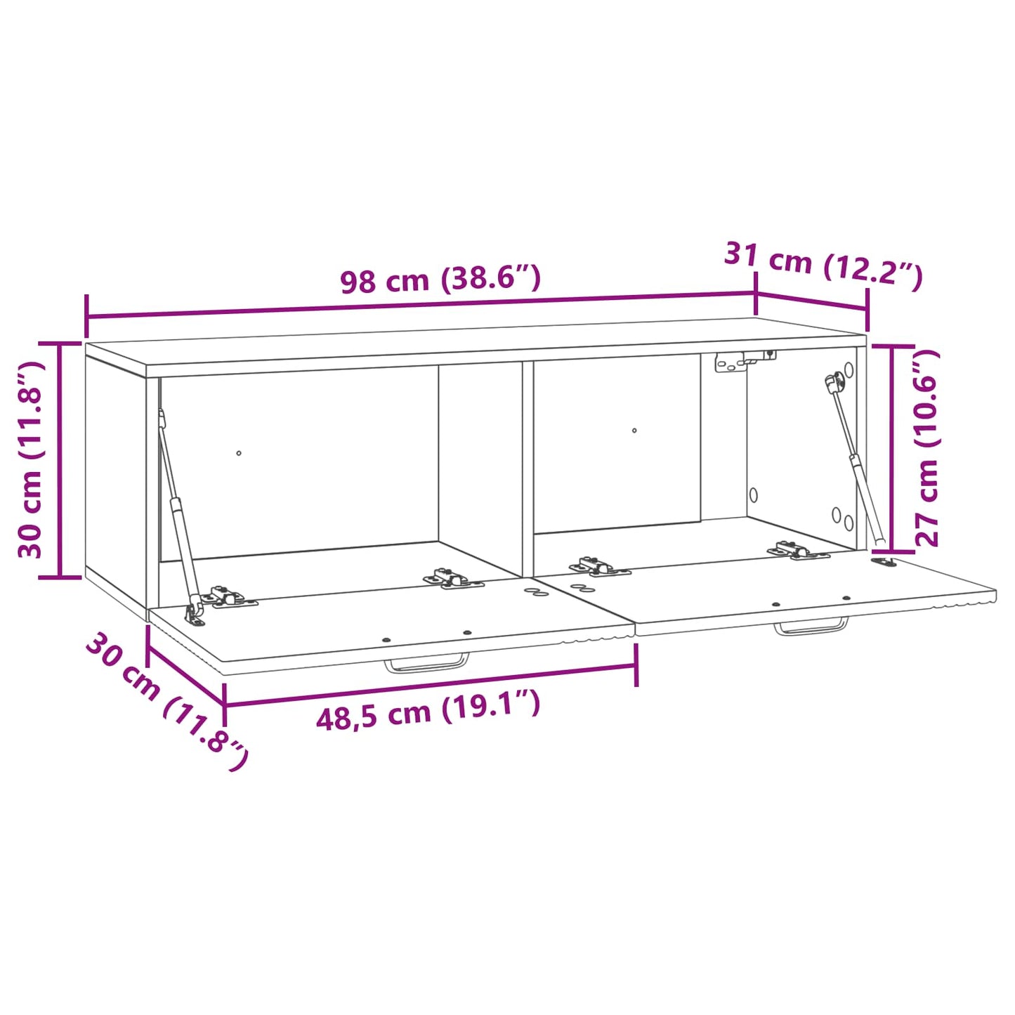 Wall-Mounted TV Cabinet Concrete Grey 98 x 31 x 30 cm