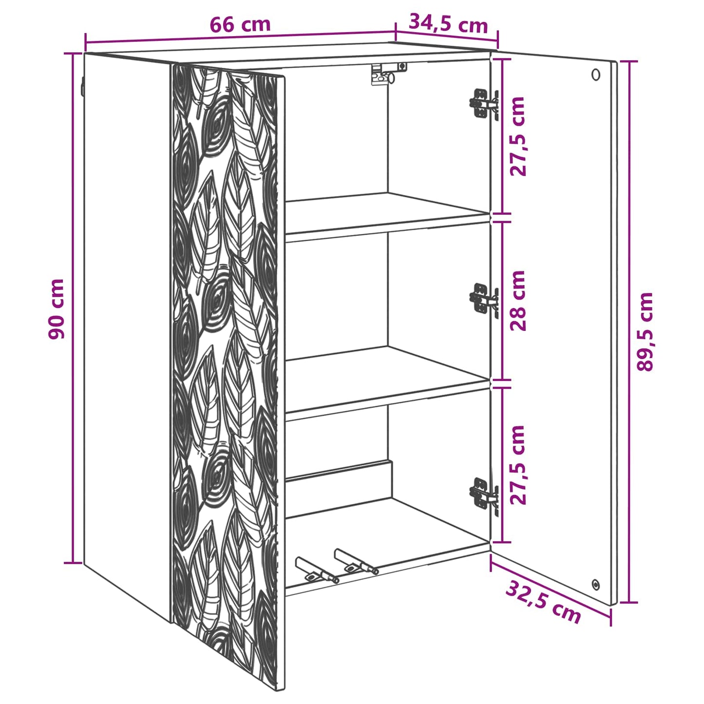 Wall-Mounted Cabinet 66 x 34.5 x 90 cm Engineered Wood Old Wood