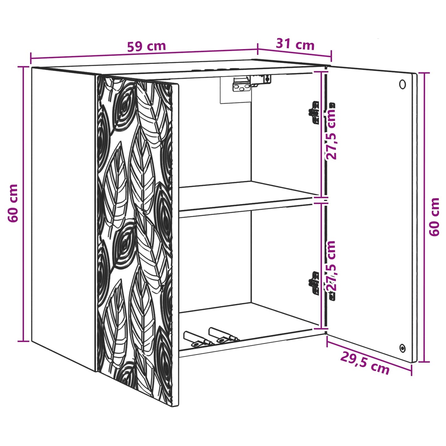 Wall-Mounted Cabinet 59 x 31 x 60 cm Engineered Wood Old Wood