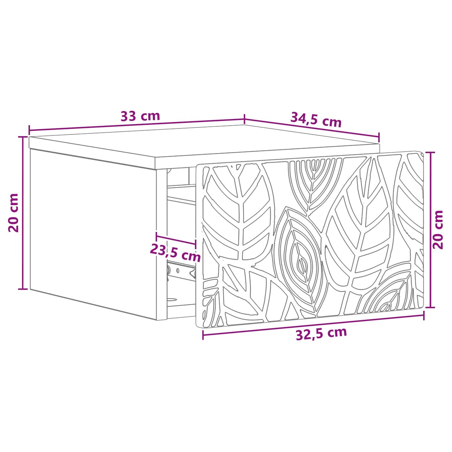 Wall-Mounted Side Table Old Wood 34.5 x 33 x 20 cm