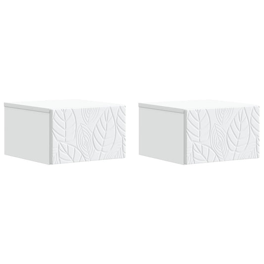 Wall-Mounted Bedside Cabinet 2 pcs White 49 x 34.5 x 20 cm