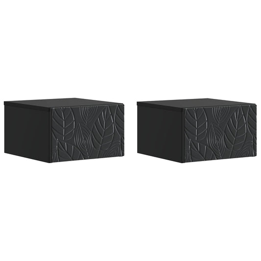 Wall-Mounted Bedside Cabinet 2 pcs Black 49 x 34.5 x 20 cm