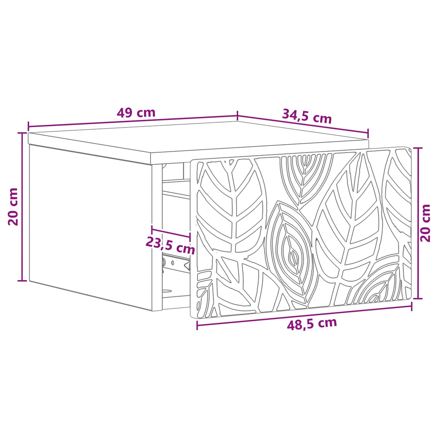 Wall-Mounted Bedside Cabinet 2 pcs Black 49 x 34.5 x 20 cm