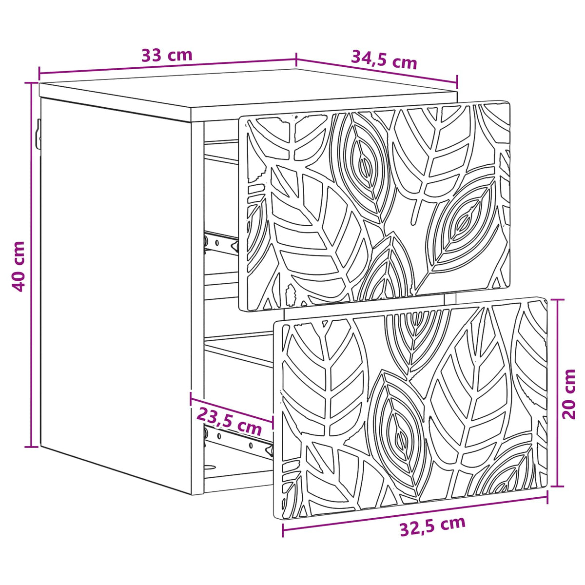 Wall-Mounted Bedside Cabinet White 34.5 x 33 x 40 cm