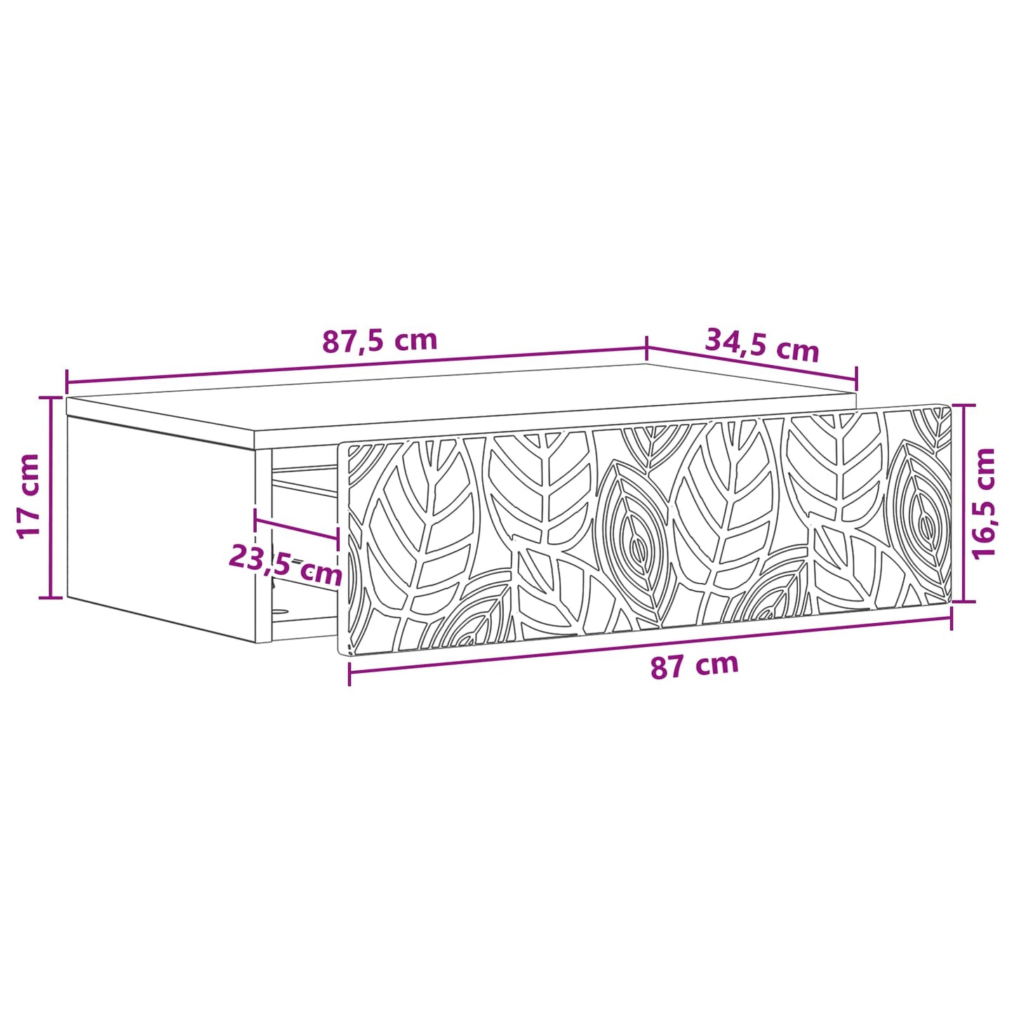 Wall-Mounted Side Table White 87.5 x 34.5 x 17 cm