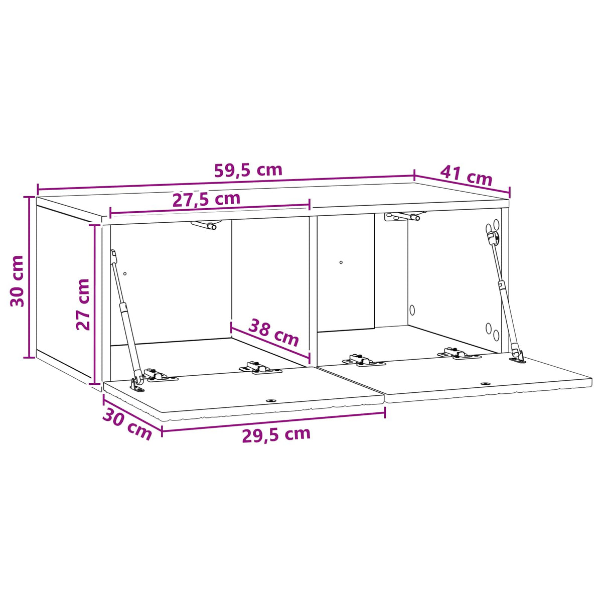 Wall-Mounted TV Cabinet 59.5 x 41 x 30 cm White Engineered Wood
