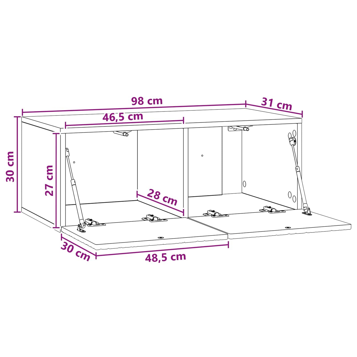 Wall-Mounted TV Cabinet 98 x 31 cm Black Engineered Wood