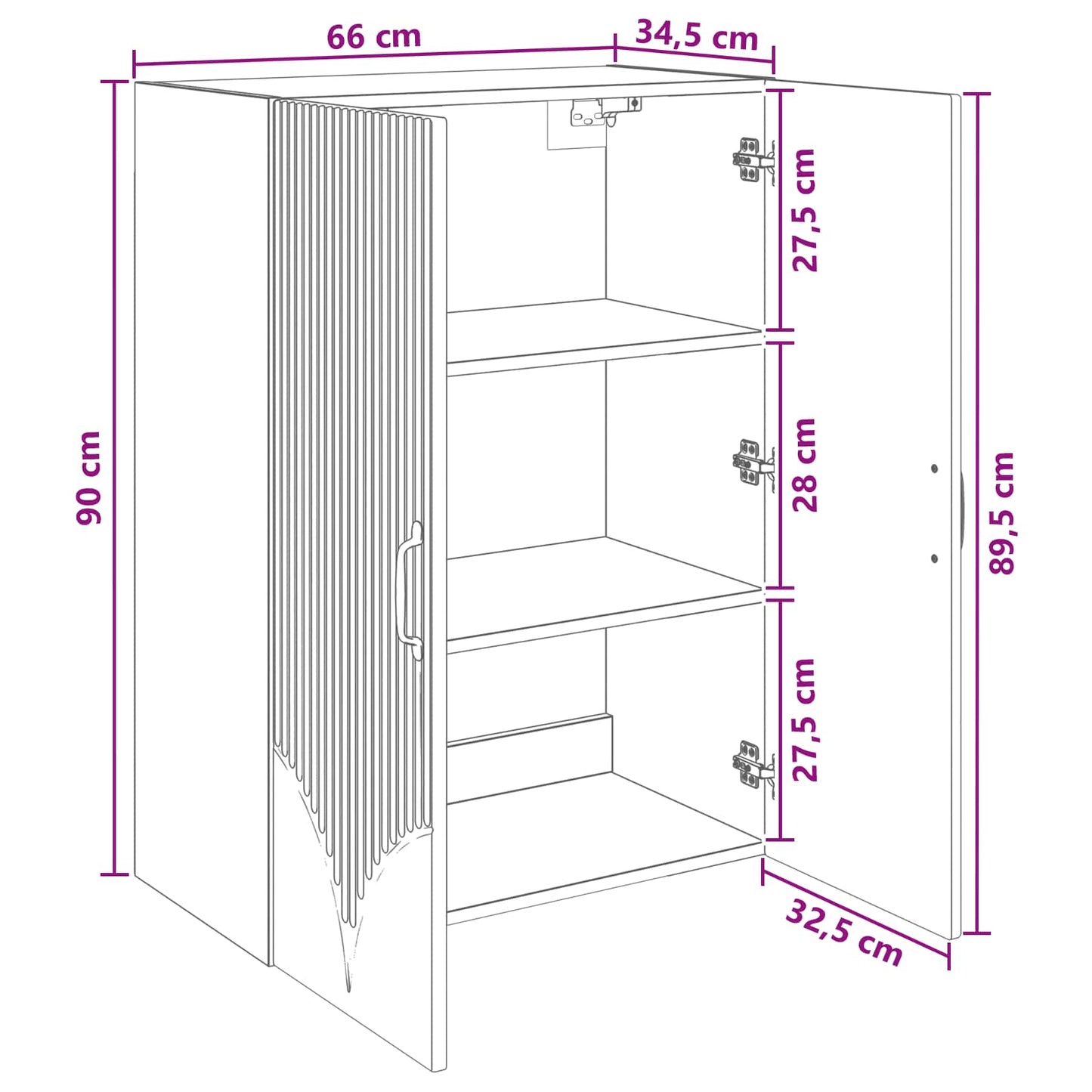 Wall-Mounted Cabinet 66 x 34.5 x 90 cm Engineered Wood Old Wood