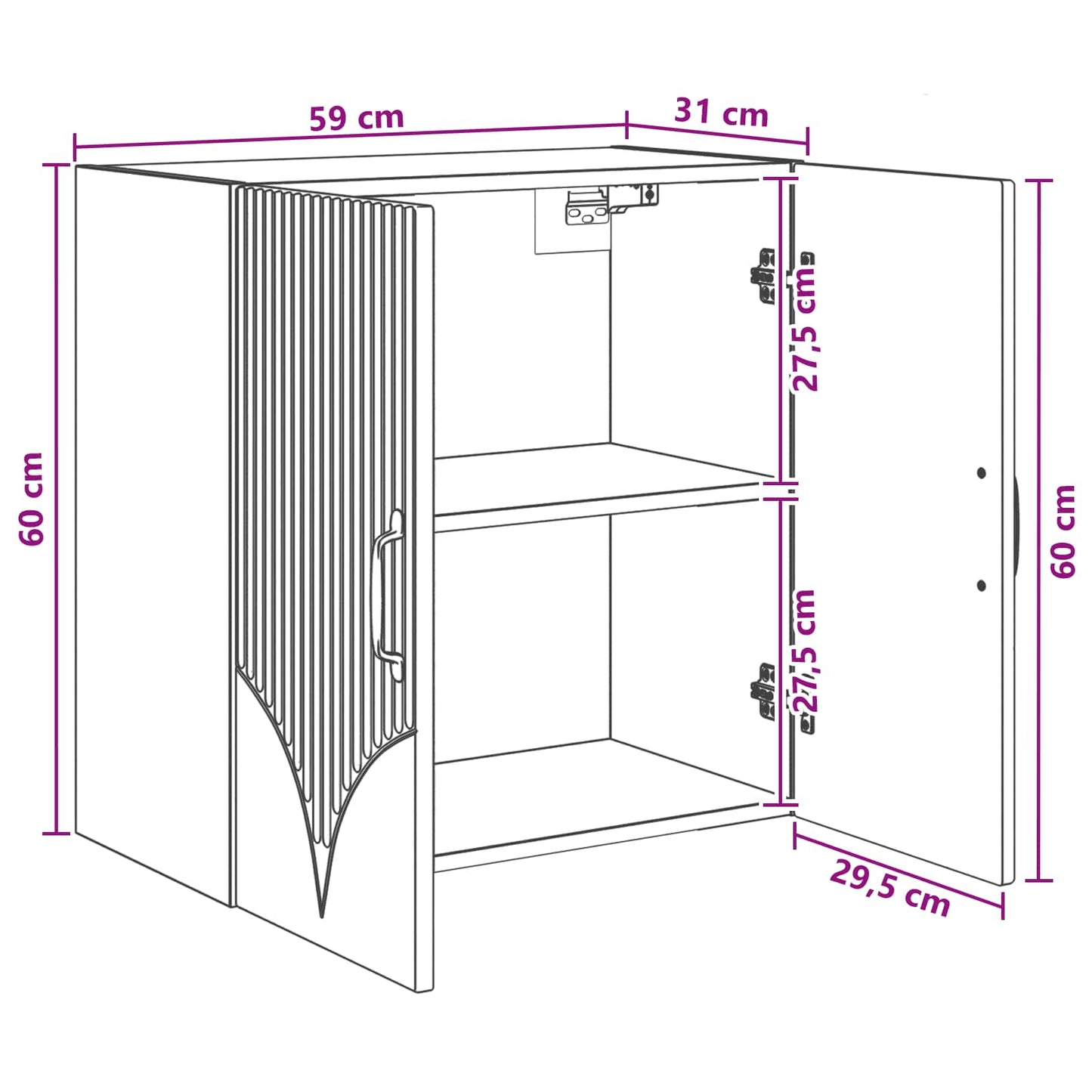 Wall-Mounted Cabinet 59 x 31 x 60 cm Engineered Wood Old Wood