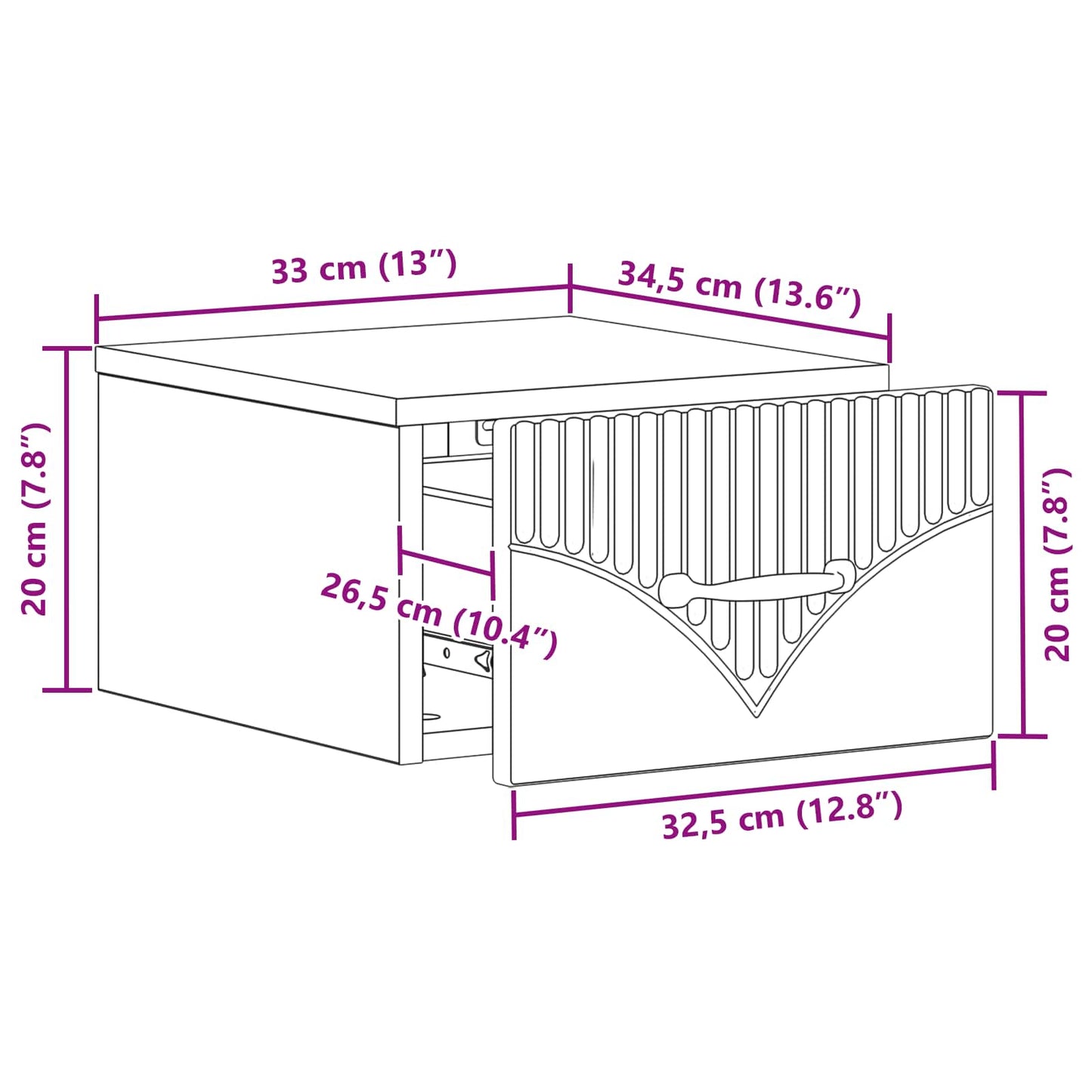 Wall-Mounted Bedside Cabinet Concrete Grey 34.5 x 33 x 20 cm