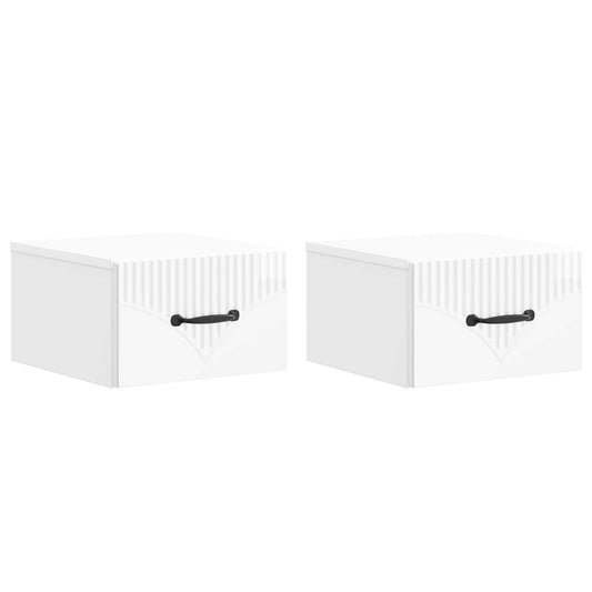 Wall-Mounted Bedside Cabinet 2 pcs High Gloss White