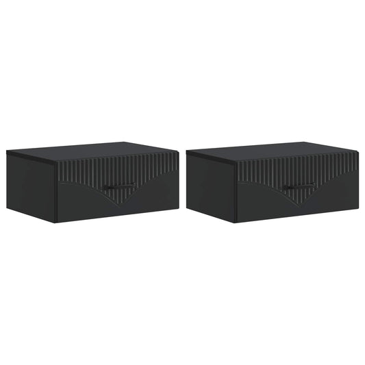 Wall-Mounted Bedside Cabinet 2 pcs Black 49 x 34.5 x 20 cm