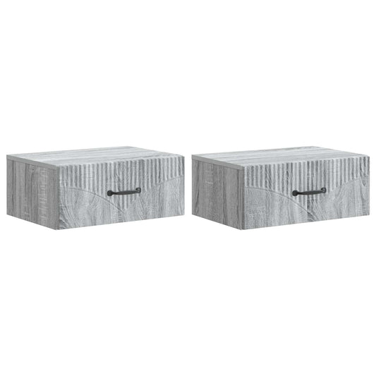 Wall-Mounted Bedside Cabinet 2 pcs Grey Sonoma
