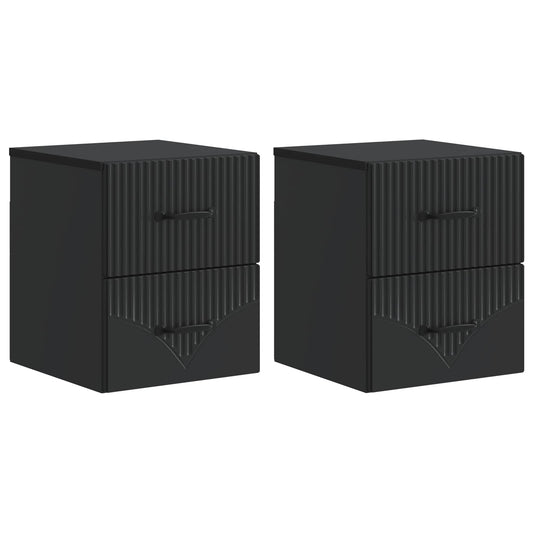 Wall-Mounted Bedside Cabinet 2 pcs Black 34.5 x 33 x 40 cm
