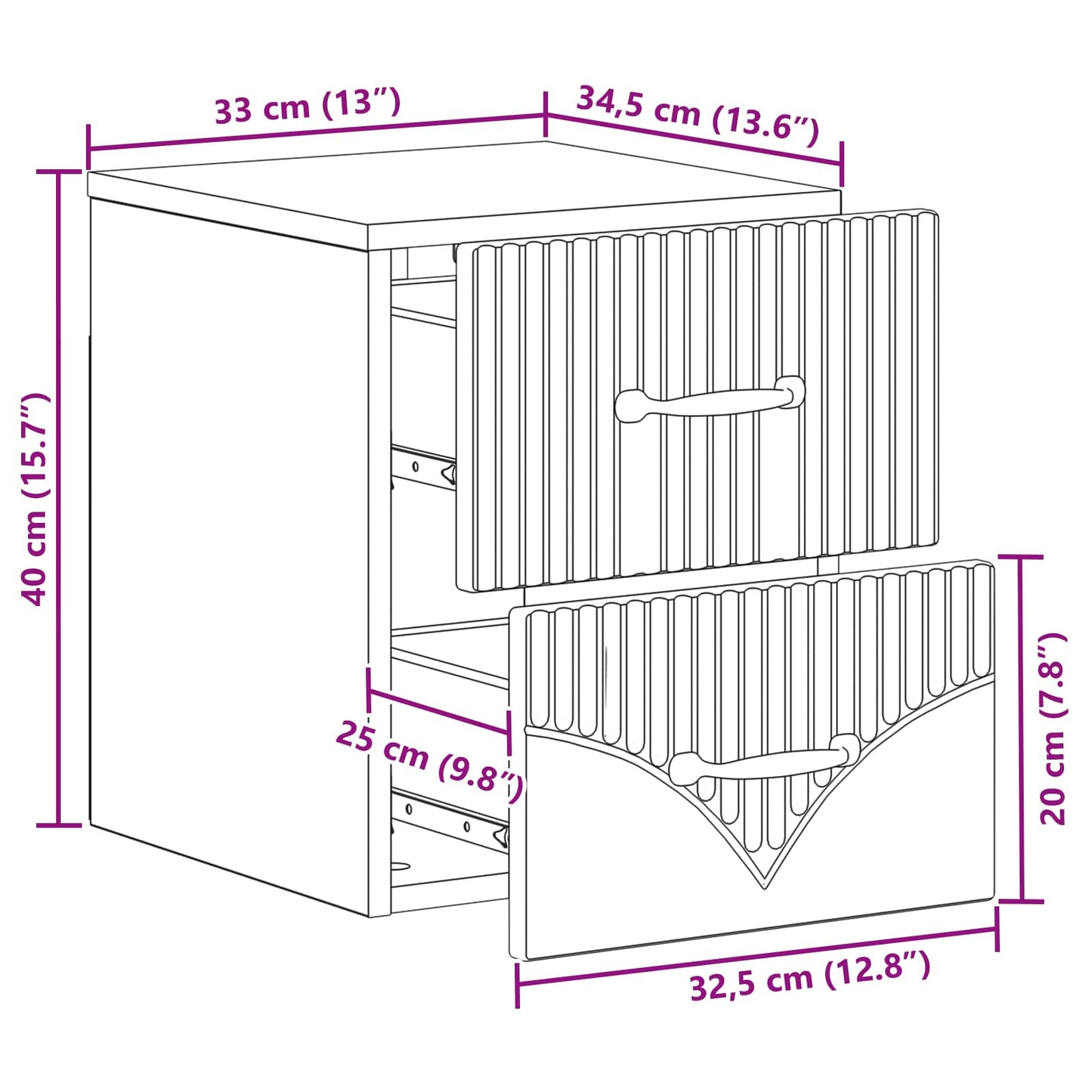 Wall-Mounted Bedside Cabinet 2 pcs Black 34.5 x 33 x 40 cm