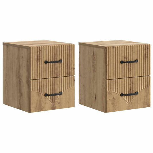 Wall-Mounted Bedside Cabinet 2 pcs Artisan Oak