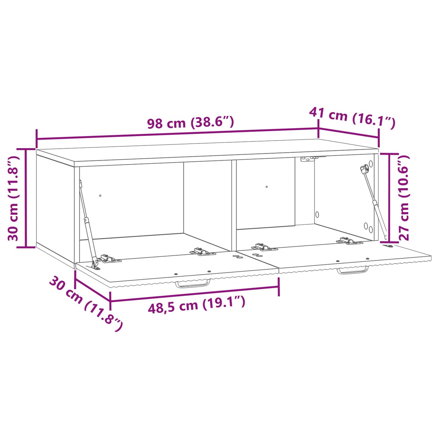 Wall-Mounted TV Cabinet White 98 x 41 x 30 cm Engineered Wood