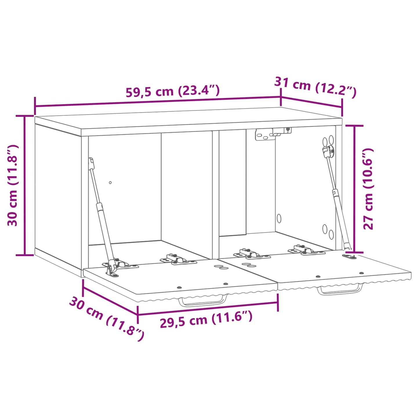 Wall-Mounted TV Cabinet Grey Sonoma 59.5 x 31 x 30 cm