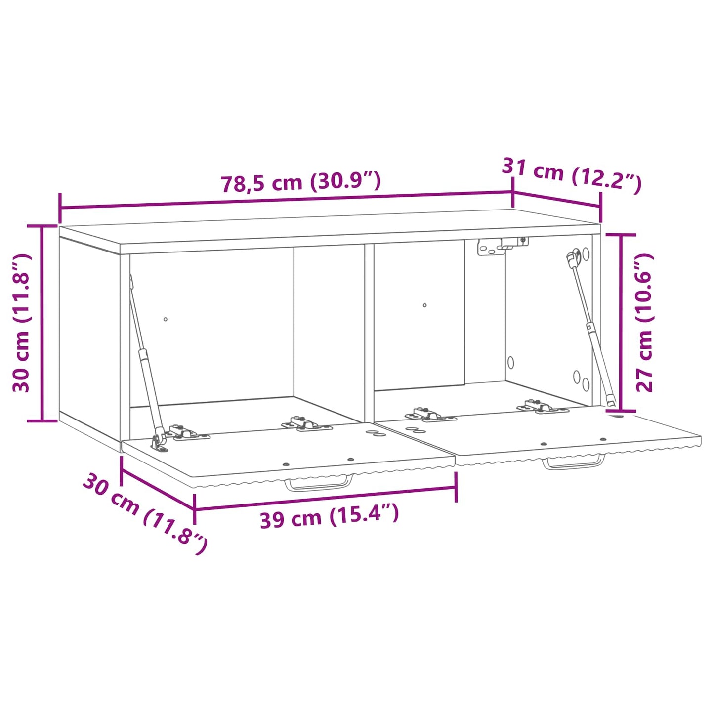 Wall-Mounted TV Cabinet 78.5 x 31 x 30 cm Artisan Oak
