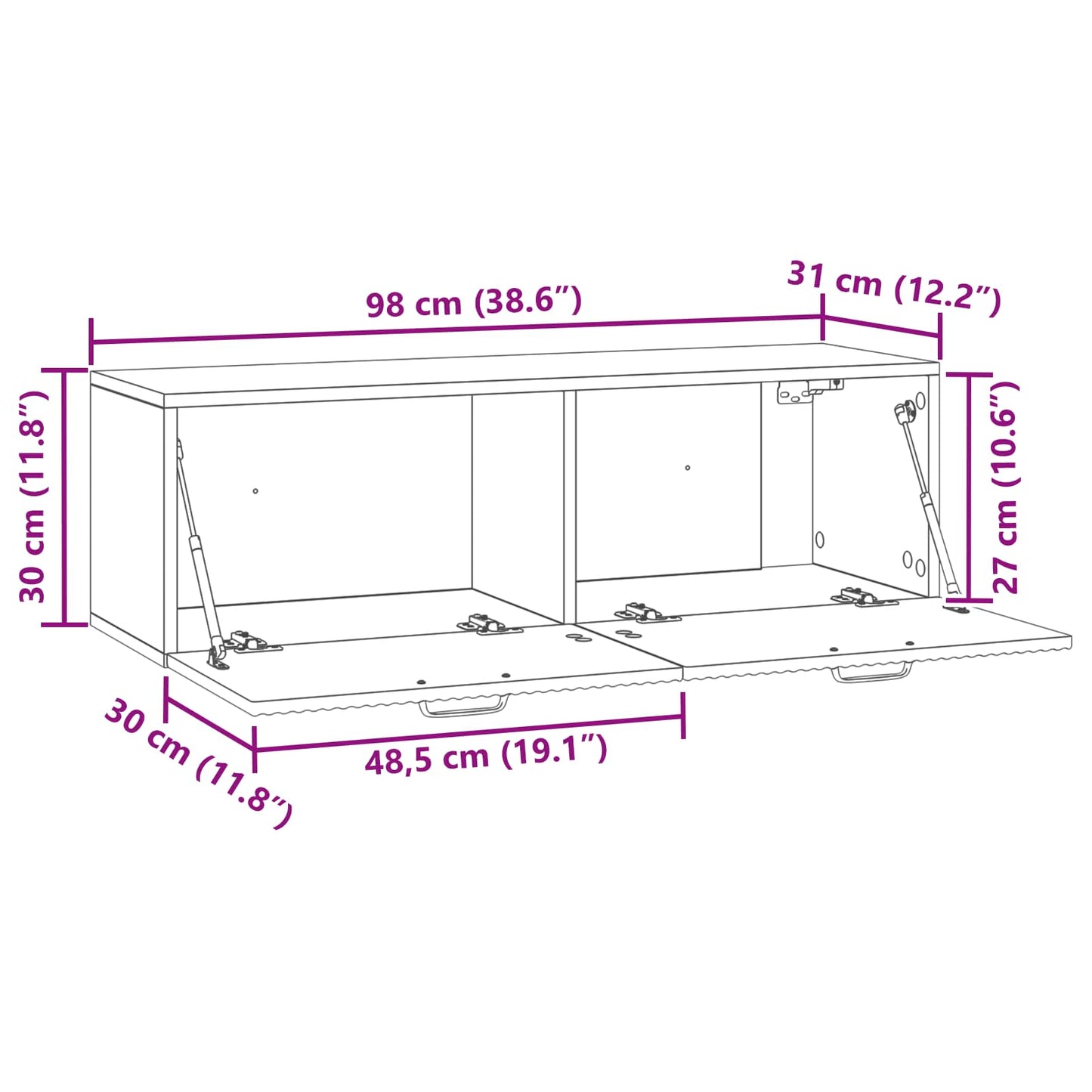 Wall-Mounted TV Cabinet High Gloss White 98 x 31 x 30 cm