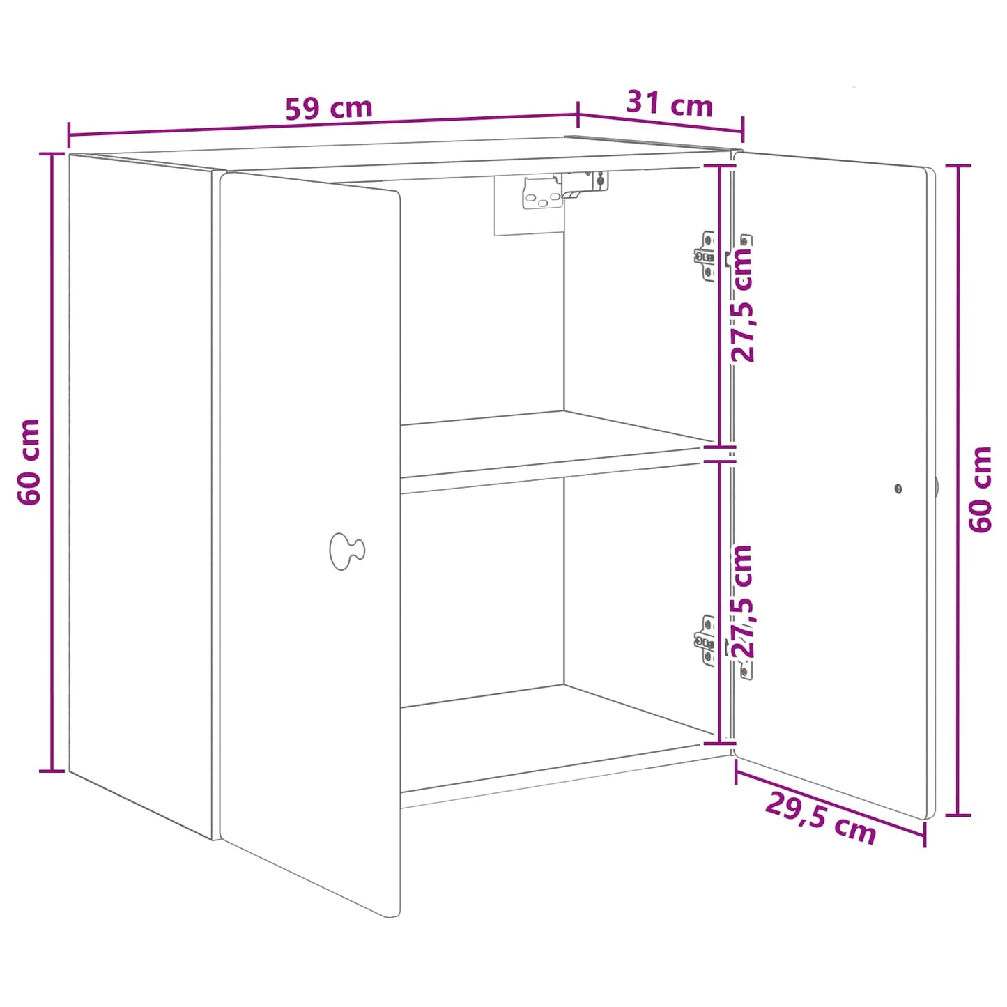 Wall-Mounted Cabinet White 59 x 31 x 60 cm Engineered Wood