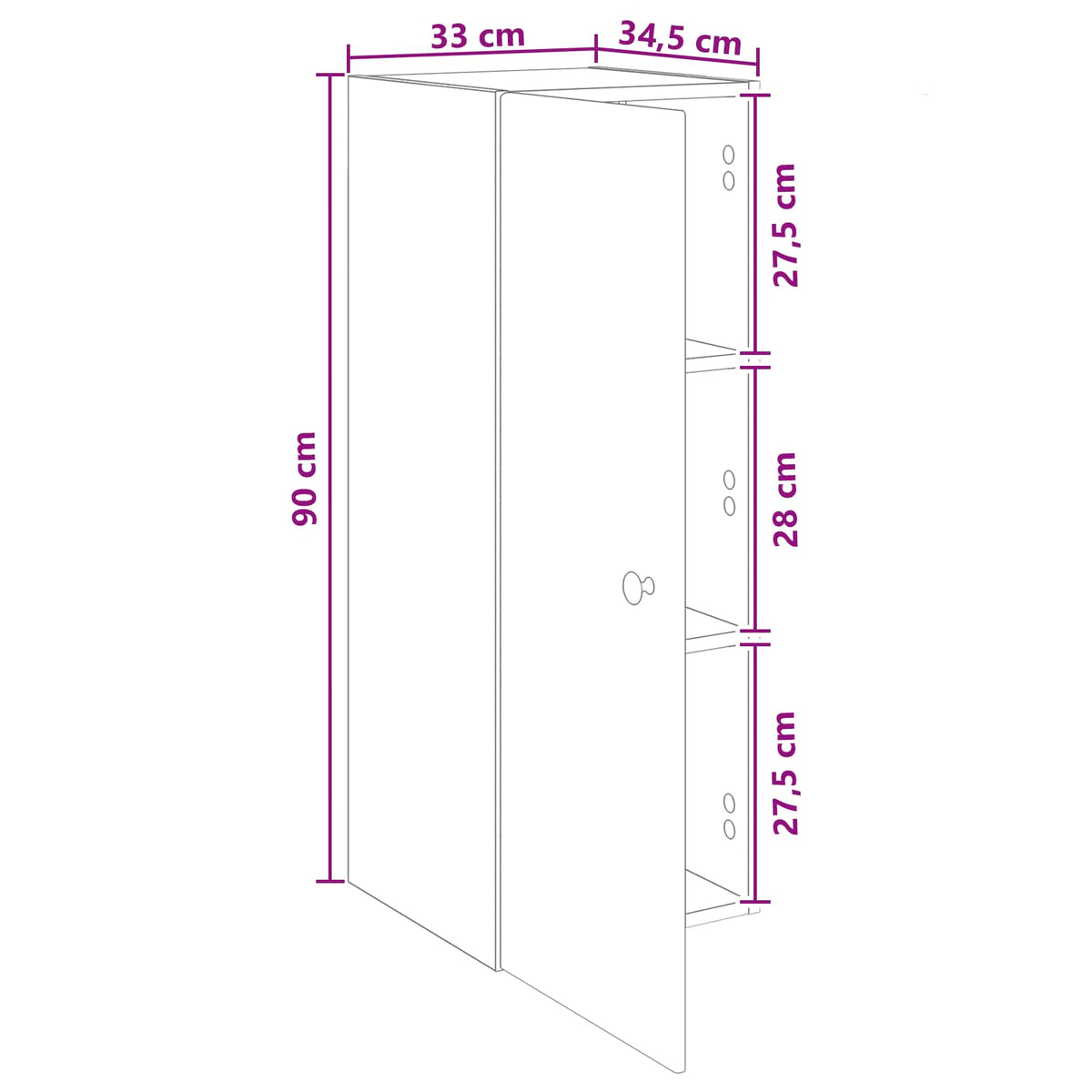 Wall-Mounted Cabinet White 33 x 34.5 x 90 cm Engineered Wood